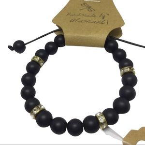 Beaded stone beads onyx macrame women bracelet
